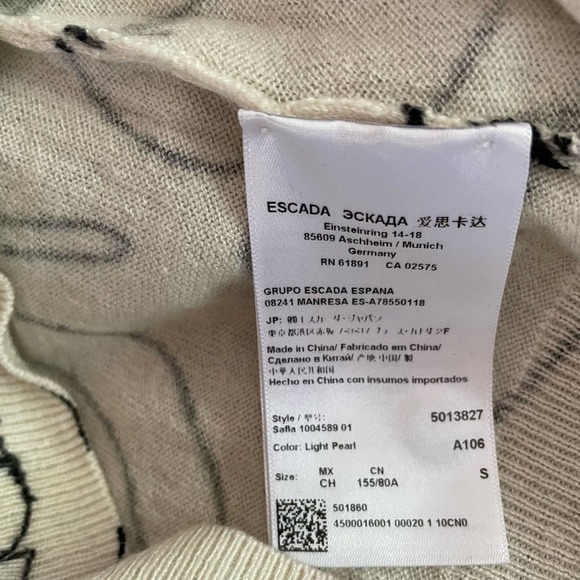 Escada Sport Sweater Sleeveless Abstract Print Wool Blend Size Small - Picture 8 of 10